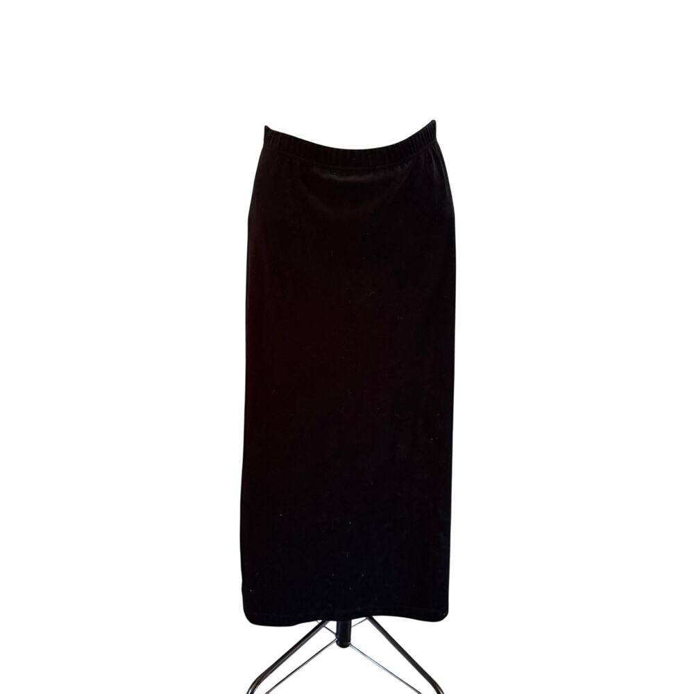 VTG Y2K 2000s Black Velvet Stretch Maxi Skirt Plus 14W 16W Whimsigoth Grunge